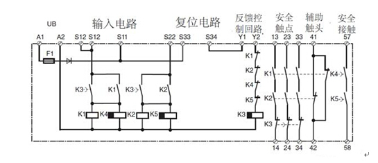 安全继电器内部控制电路